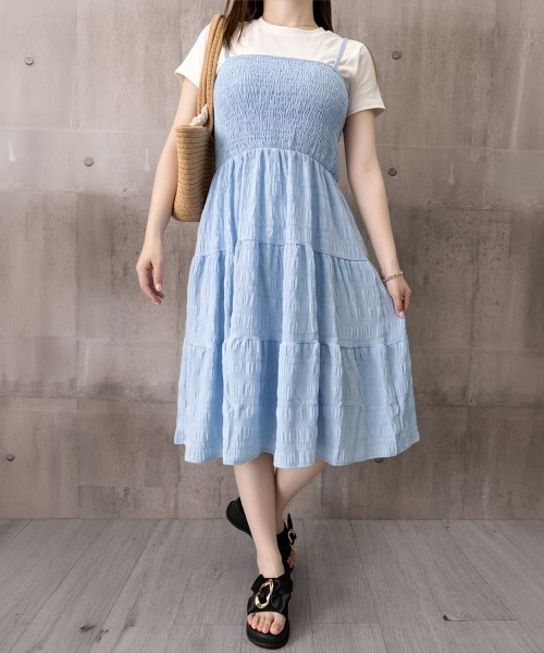 Miniministore(ミニミニストア)の「ティアードキャミワンピース シャーリング(ワンピース・レディース・ブラック/ライトブルー/ミント・FREE)」の21枚目の写真