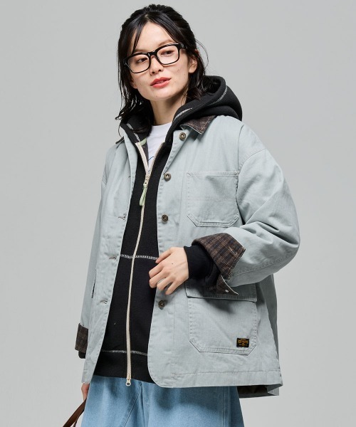 KRIFF MAYER Lady's Collection(クリフメイヤーレディースコレクション)の「裏キルトカバーオール(カバーオール・レディース・サックスブルー/ネイビー/ブラウン/サンドベージュ・LARGE/MEDIUM)」の4枚目の写真