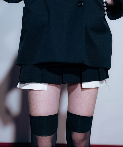Carmelo(カーメロ)の「2way Damaged Pleat Mini Skirt / マイクロミニレイヤードプリーツスカート(スカート・レディース・ブラック/チャコールグレー・FREE)」の17枚目の写真