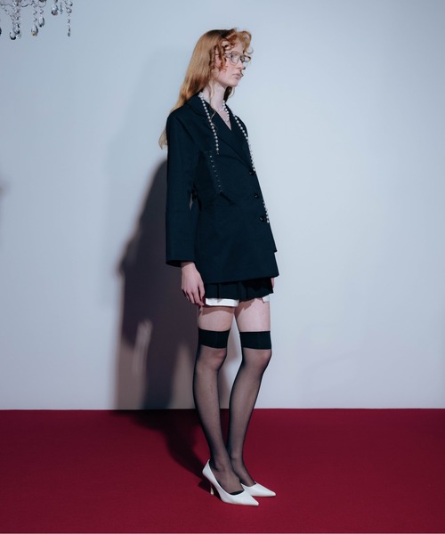 Carmelo(カーメロ)の「2way Damaged Pleat Mini Skirt / マイクロミニレイヤードプリーツスカート(スカート・レディース・ブラック/チャコールグレー・FREE)」の14枚目の写真