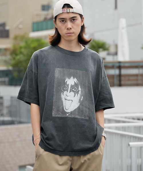 REMI RELIEF(レミレリーフ)の「REMI RELIEF/レミレリーフ NEW SP加工20/-天竺BIGサイズT(Who are you?) ヴィンテージ コットンTシャツ メンズ 2026年 夏 夏服(Tシャツ/カットソー・メンズ・ホワイト/ブラック・M/L)」の2枚目の写真