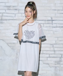 BISKEE（ビスキー）の「メッシュ ドッキング ワンピース 半袖 ミニ メッシュ シアー 透け感（ワンピース）」