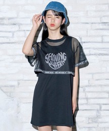 BISKEE（ビスキー）の「メッシュ ドッキング ワンピース 半袖 ミニ メッシュ シアー 透け感（ワンピース）」