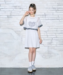 BISKEE（ビスキー）の「メッシュ ドッキング ワンピース 半袖 ミニ メッシュ シアー 透け感（ワンピース）」
