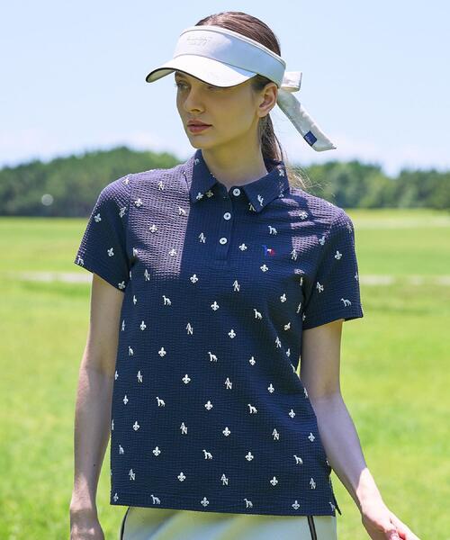 adabat(アダバット)の「【ADABAT NAVY】モノグラムサッカー半袖ポロシャツ(ポロシャツ・レディース・ホワイト系3/ブルー系その他・40/38/42)」の17枚目の写真
