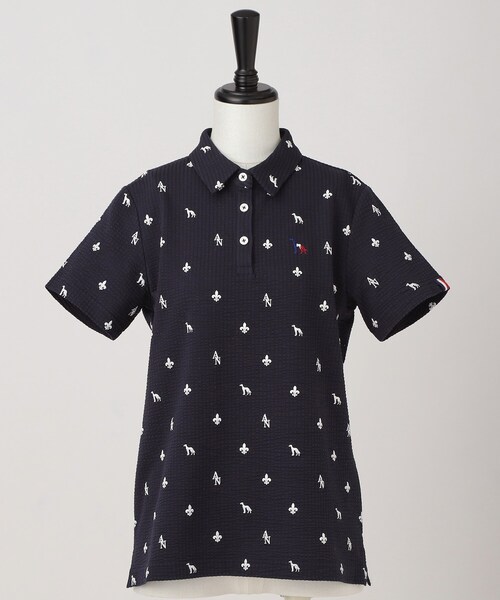 adabat(アダバット)の「【ADABAT NAVY】モノグラムサッカー半袖ポロシャツ(ポロシャツ・レディース・ホワイト系3/ブルー系その他・40/38/42)」の20枚目の写真