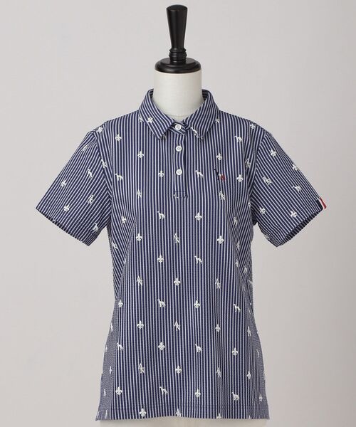 adabat(アダバット)の「【ADABAT NAVY】モノグラムサッカー半袖ポロシャツ(ポロシャツ・レディース・ホワイト系3/ブルー系その他・40/38/42)」の6枚目の写真