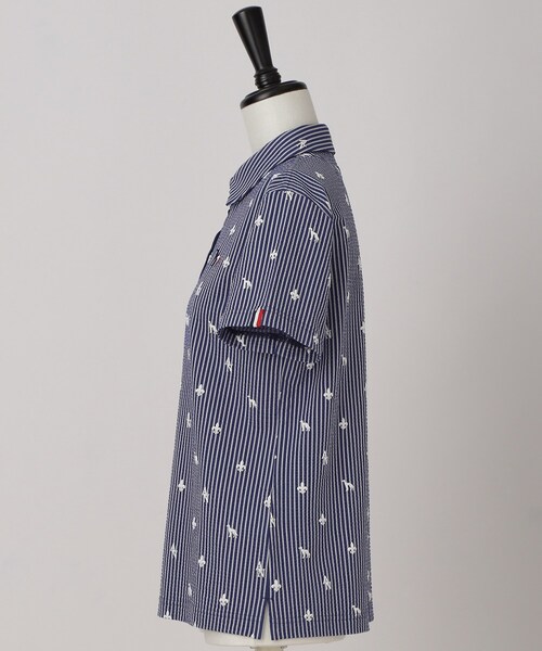 adabat(アダバット)の「【ADABAT NAVY】モノグラムサッカー半袖ポロシャツ(ポロシャツ・レディース・ホワイト系3/ブルー系その他・40/38/42)」の7枚目の写真