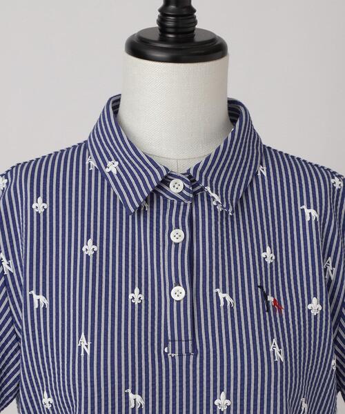adabat(アダバット)の「【ADABAT NAVY】モノグラムサッカー半袖ポロシャツ(ポロシャツ・レディース・ホワイト系3/ブルー系その他・40/38/42)」の9枚目の写真