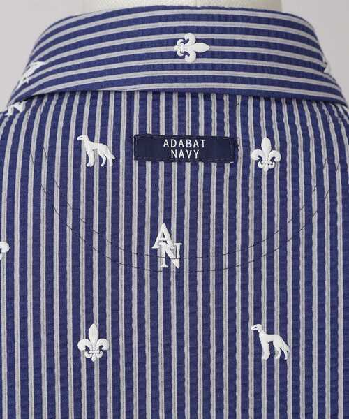 adabat(アダバット)の「【ADABAT NAVY】モノグラムサッカー半袖ポロシャツ(ポロシャツ・レディース・ホワイト系3/ブルー系その他・40/38/42)」の11枚目の写真