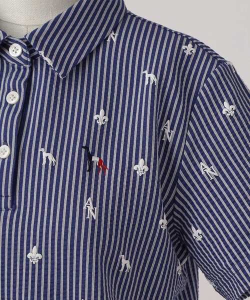 adabat(アダバット)の「【ADABAT NAVY】モノグラムサッカー半袖ポロシャツ(ポロシャツ・レディース・ホワイト系3/ブルー系その他・40/38/42)」の16枚目の写真