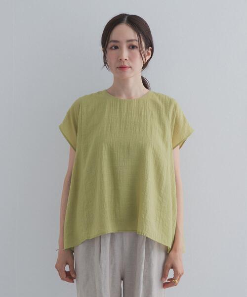 URBAN RESEARCH DOORS(アーバンリサーチドアーズ)の「レイヤードフレンチブラウス(シャツ/ブラウス・レディース・ネイビー/オフホワイト/グリーン系その他・FREE)」の4枚目の写真