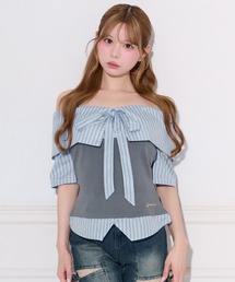 オフショルダー」に該当するトップス（ストライプ柄）ファッション通販
