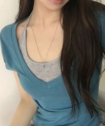 ホルターネックドッキング スリムフィット 半袖Ｔシャツ
