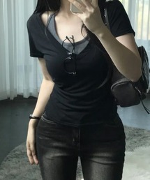 ホルターネックドッキング スリムフィット 半袖Ｔシャツ