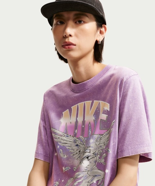 NIKE（ナイキ）の「NIKE ナイキ NSW レトロ フレア S/S Tシャツ（Tシャツ/カットソー・レディース・ダークグレー/パープル・M/L/XL/S）」の5枚目の写真