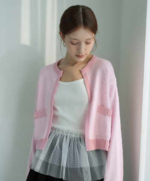 VLETI(ブレッティ)の「Open Pocket Knit Cardigan (Pink)(カーディガン/ボレロ・レディース・ピンク・FREE)」の2枚目の写真