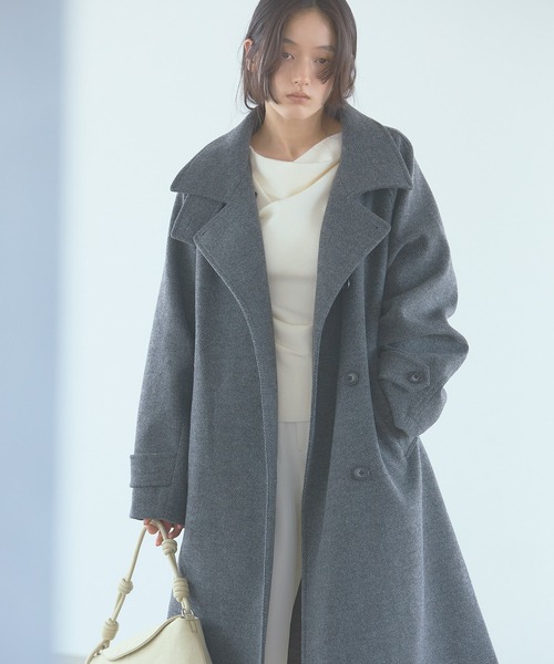 SENSE OF PLACE by URBAN RESEARCH(センスオブプレイスバイアーバンリサーチ)の「抗ピル スタンドカラーロングコート(その他アウター・レディース・モカ/チャコールグレー/ブラック・SMALL/MEDIUM)」の3枚目の写真