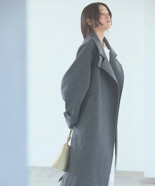 SENSE OF PLACE by URBAN RESEARCH(センスオブプレイスバイアーバンリサーチ)の「抗ピル スタンドカラーロングコート(その他アウター・レディース・モカ/チャコールグレー/ブラック・SMALL/MEDIUM)」の9枚目の写真