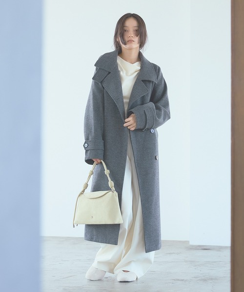 SENSE OF PLACE by URBAN RESEARCH(センスオブプレイスバイアーバンリサーチ)の「抗ピル スタンドカラーロングコート(その他アウター・レディース・モカ/チャコールグレー/ブラック・SMALL/MEDIUM)」の10枚目の写真