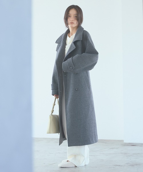 SENSE OF PLACE by URBAN RESEARCH(センスオブプレイスバイアーバンリサーチ)の「抗ピル スタンドカラーロングコート(その他アウター・レディース・モカ/チャコールグレー/ブラック・SMALL/MEDIUM)」の11枚目の写真