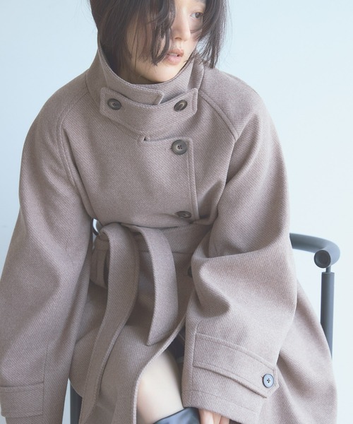 SENSE OF PLACE by URBAN RESEARCH(センスオブプレイスバイアーバンリサーチ)の「抗ピル スタンドカラーロングコート(その他アウター・レディース・モカ/チャコールグレー/ブラック・SMALL/MEDIUM)」の21枚目の写真