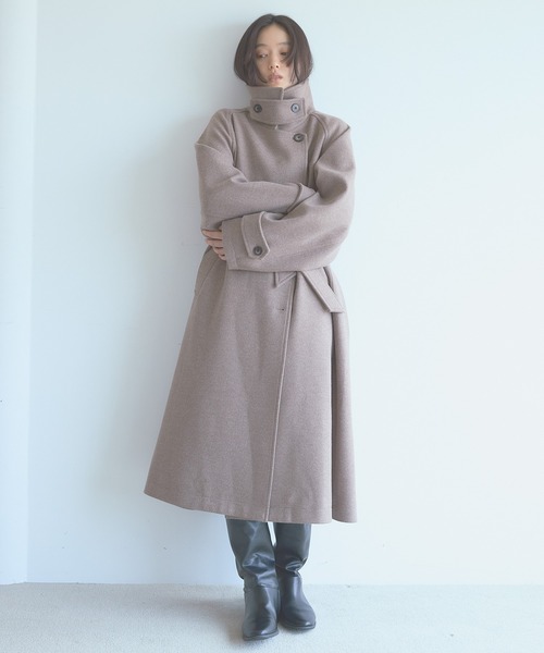SENSE OF PLACE by URBAN RESEARCH(センスオブプレイスバイアーバンリサーチ)の「抗ピル スタンドカラーロングコート(その他アウター・レディース・モカ/チャコールグレー/ブラック・SMALL/MEDIUM)」の22枚目の写真
