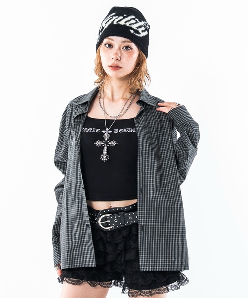 SHORT ROUND(ショートラウンド)の「SHORT ROUND/【26年秋冬新作】クロップドシャツ(シャツ/ブラウス・メンズ・レッド系その他2/ブルー系その他4/ブラック系その他4/ブラック系その他2/ホワイト/サックスブルー・MEDIUM/LARGE)」の3枚目の写真