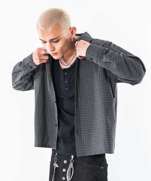 SHORT ROUND(ショートラウンド)の「SHORT ROUND/【26年秋冬新作】クロップドシャツ(シャツ/ブラウス・メンズ・レッド系その他2/ブルー系その他4/ブラック系その他4/ブラック系その他2/ホワイト/サックスブルー・MEDIUM/LARGE)」の11枚目の写真