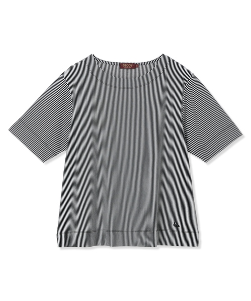 DECOY SINCE 1981(デコイシンスイチキュウハチイチ)の「トリコットストライプ5分袖Tシャツ【接触冷感・UVカット】(Tシャツ/カットソー・レディース・チャコールグレー/ブラック/ブラウン・LL/3L/4L/M/L)」の21枚目の写真