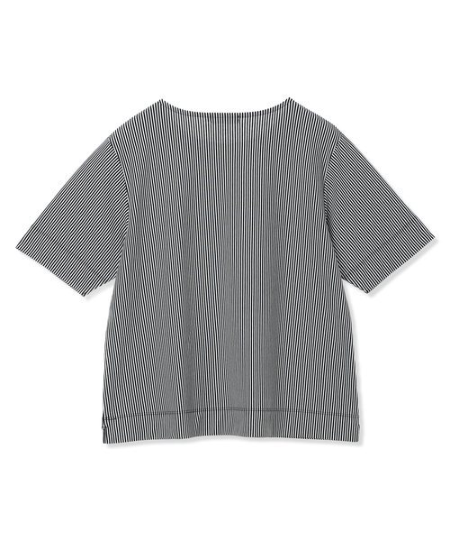 DECOY SINCE 1981(デコイシンスイチキュウハチイチ)の「トリコットストライプ5分袖Tシャツ【接触冷感・UVカット】(Tシャツ/カットソー・レディース・チャコールグレー/ブラック/ブラウン・LL/3L/4L/M/L)」の22枚目の写真