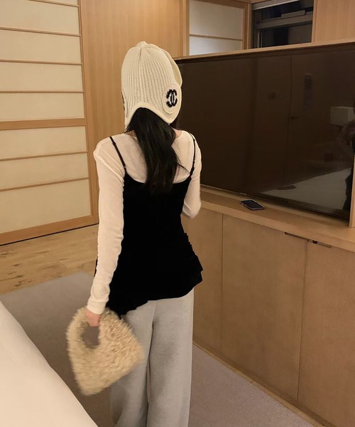 Girly Doll(ガーリードール)の「サイドギャザーフリルインナーキャミソール(キャミソール・レディース・ブラック/ホワイト・FREE)」の10枚目の写真