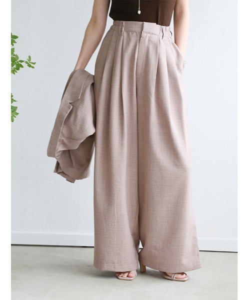 fifth(フィフス)の「【SETUP対応】リネンライクワイドパンツ(その他パンツ・レディース・ベージュ/ブラック・M)」の1枚目の写真