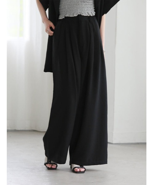 fifth(フィフス)の「【SETUP対応】リネンライクワイドパンツ(その他パンツ・レディース・ベージュ/ブラック・M)」の2枚目の写真