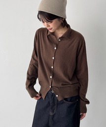 SLEEK　カシミヤ混エリ付きカーディガン
