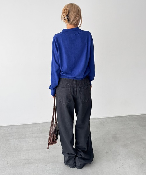 CANAL JEAN（キャナルジーン）の「SLEEK　カシミヤ混エリ付きカーディガン（カーディガン/ボレロ・レディース・ブラウン/ブルー/グレー・ONE SIZE）」の15枚目の写真