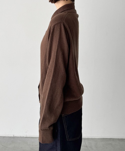 CANAL JEAN（キャナルジーン）の「SLEEK　カシミヤ混エリ付きカーディガン（カーディガン/ボレロ・レディース・ブラウン/ブルー/グレー・ONE SIZE）」の18枚目の写真