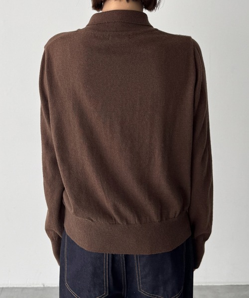 CANAL JEAN（キャナルジーン）の「SLEEK　カシミヤ混エリ付きカーディガン（カーディガン/ボレロ・レディース・ブラウン/ブルー/グレー・ONE SIZE）」の19枚目の写真