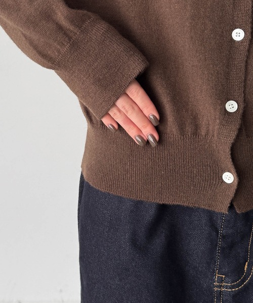 CANAL JEAN（キャナルジーン）の「SLEEK　カシミヤ混エリ付きカーディガン（カーディガン/ボレロ・レディース・ブラウン/ブルー/グレー・ONE SIZE）」の21枚目の写真