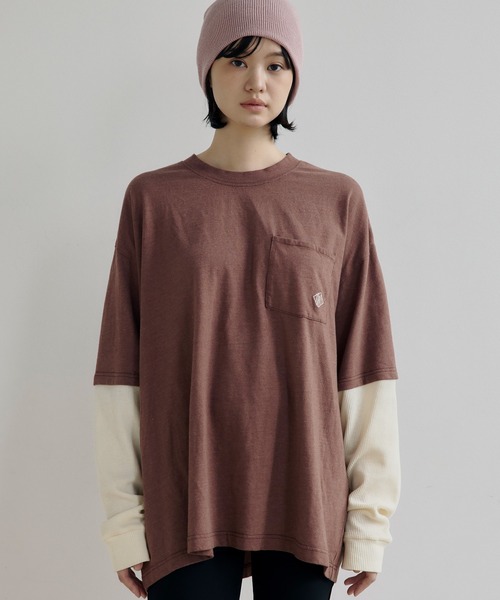 DAWNCE（ダウンス）の「【AKI・三嶋ひな 着用】レイヤードロンT（Tシャツ/カットソー・メンズ・ブラック/ブラウン・M/L）」の4枚目の写真