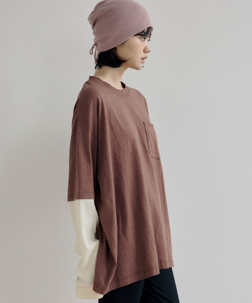 DAWNCE（ダウンス）の「【AKI・三嶋ひな 着用】レイヤードロンT（Tシャツ/カットソー・メンズ・ブラック/ブラウン・M/L）」の5枚目の写真