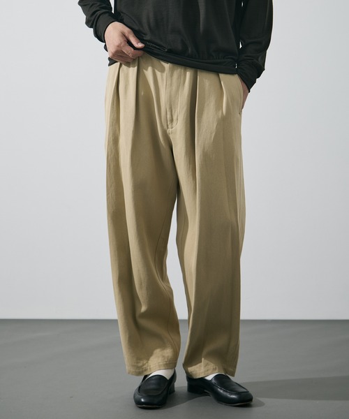 YLEVE(イレーヴ)の「【YLEVE/イレーヴ】WASHI PAPER TWILL TROUSERS(スラックス・メンズ・ブラック/ベージュ・4/3)」の1枚目の写真