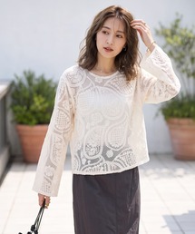 STYLE DELI（スタイルデリ）の「ペイズリー刺繍メッシュ編みトップス（その他トップス）」