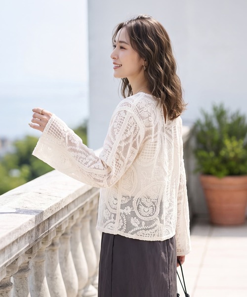 STYLE DELI(スタイルデリ)の「ペイズリー刺繍メッシュ編みトップス(その他トップス・レディース・ホワイト/ナチュラル・FREE)」の5枚目の写真