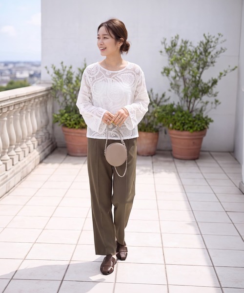 STYLE DELI(スタイルデリ)の「ペイズリー刺繍メッシュ編みトップス(その他トップス・レディース・ホワイト/ナチュラル・FREE)」の7枚目の写真