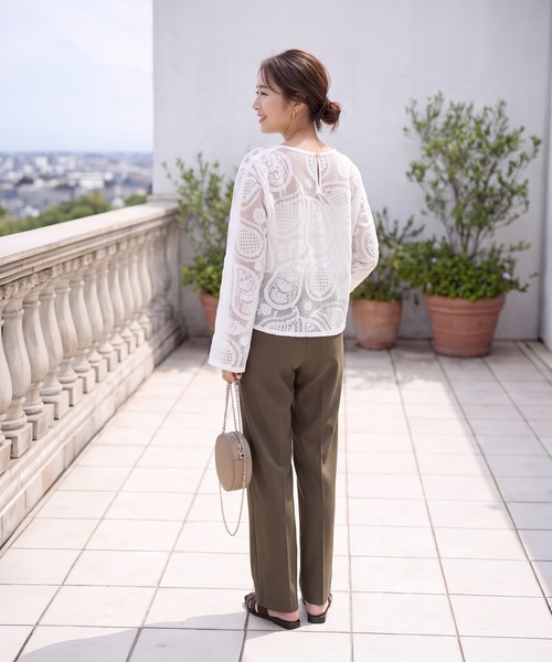STYLE DELI(スタイルデリ)の「ペイズリー刺繍メッシュ編みトップス(その他トップス・レディース・ホワイト/ナチュラル・FREE)」の11枚目の写真