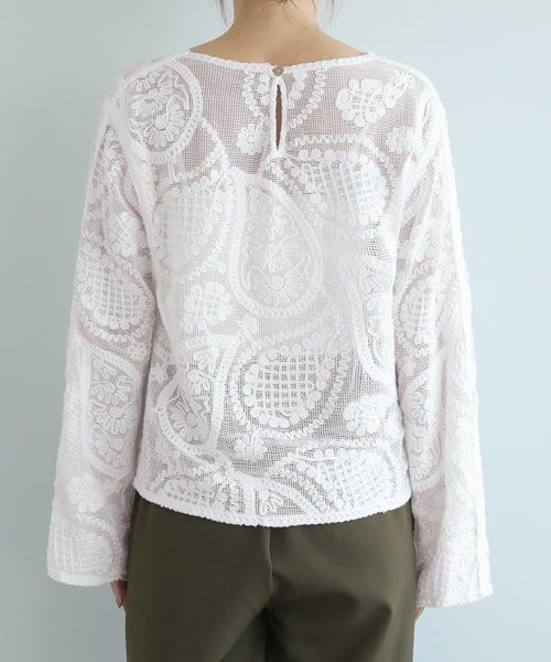 STYLE DELI(スタイルデリ)の「ペイズリー刺繍メッシュ編みトップス(その他トップス・レディース・ホワイト/ナチュラル・FREE)」の14枚目の写真