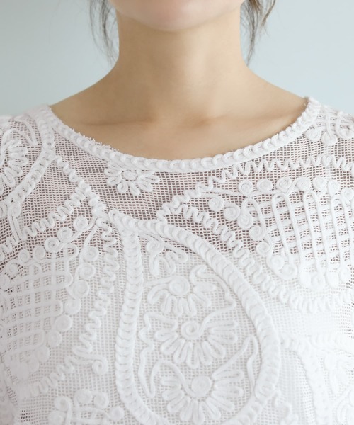 STYLE DELI(スタイルデリ)の「ペイズリー刺繍メッシュ編みトップス(その他トップス・レディース・ホワイト/ナチュラル・FREE)」の15枚目の写真