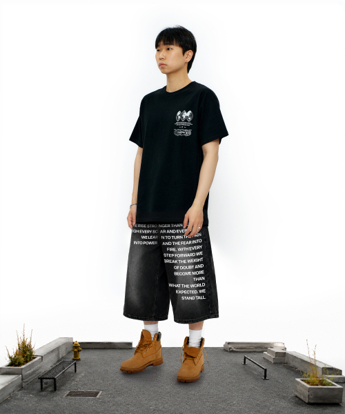 LAUGHER(ラファー)の「レタリングデニムバミューダパンツ - ブラック(デニムパンツ・レディース・その他・32/28/30)」の5枚目の写真