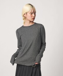 毛セルロースブレンド クルーネック カットソー/ボーダー